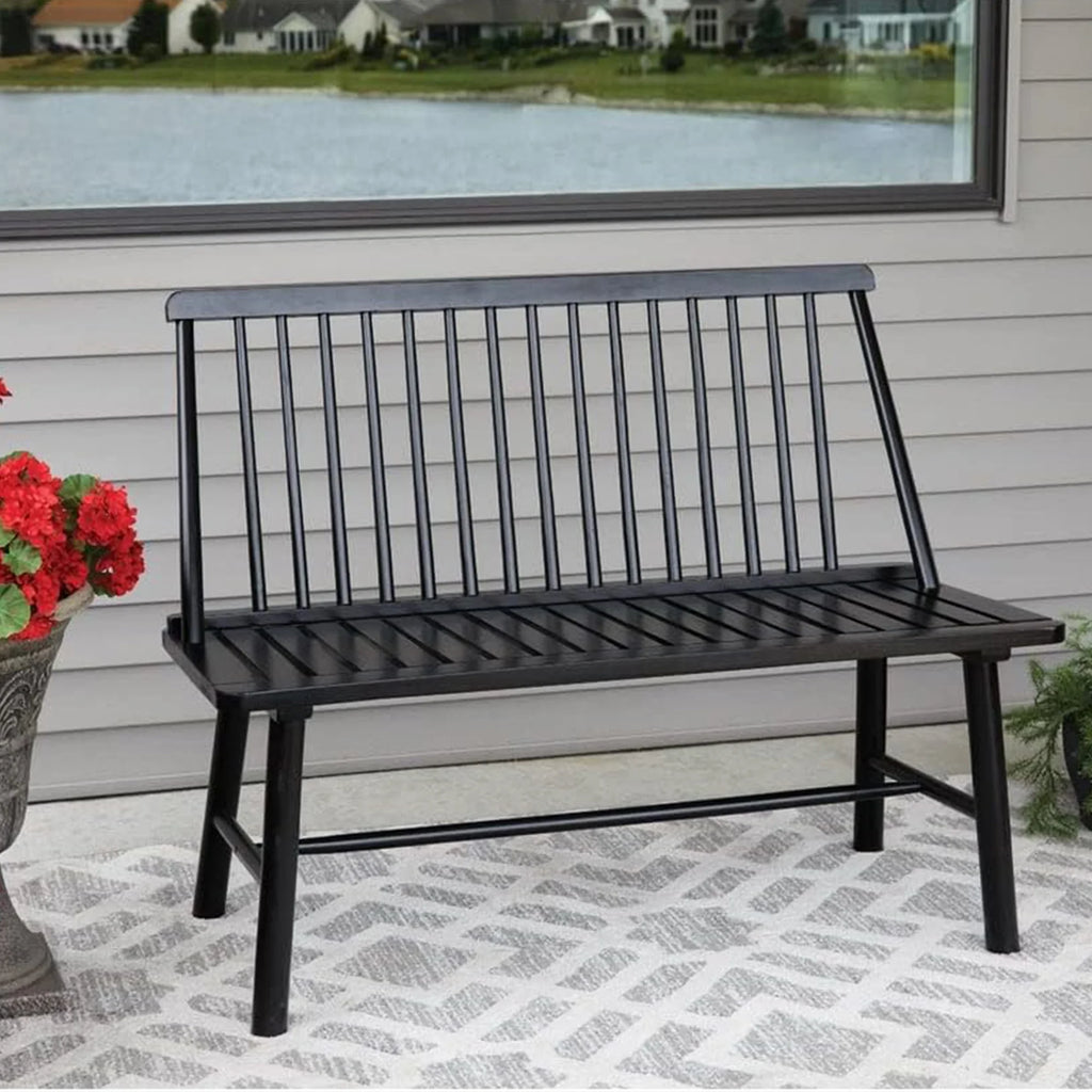Black Hardwood Farmhouse Bench M4242