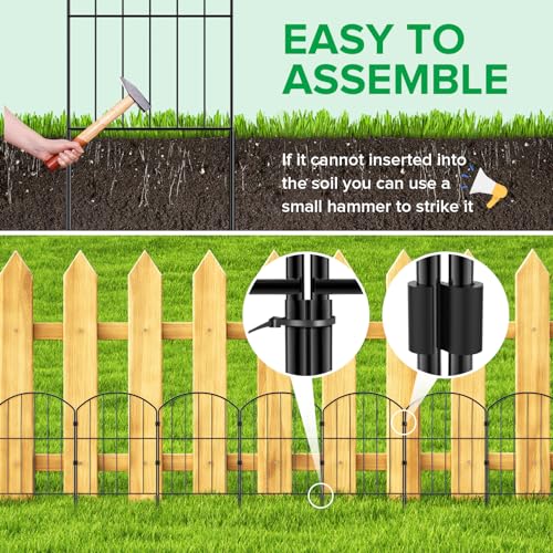 Black 10 Panel Rustproof Metal Decorative Garden Fence H381501