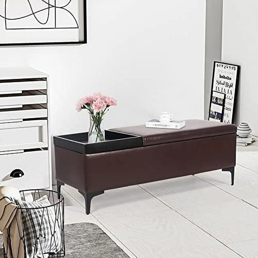 Blue Ottoman Bench with Lift Tabletop J306786