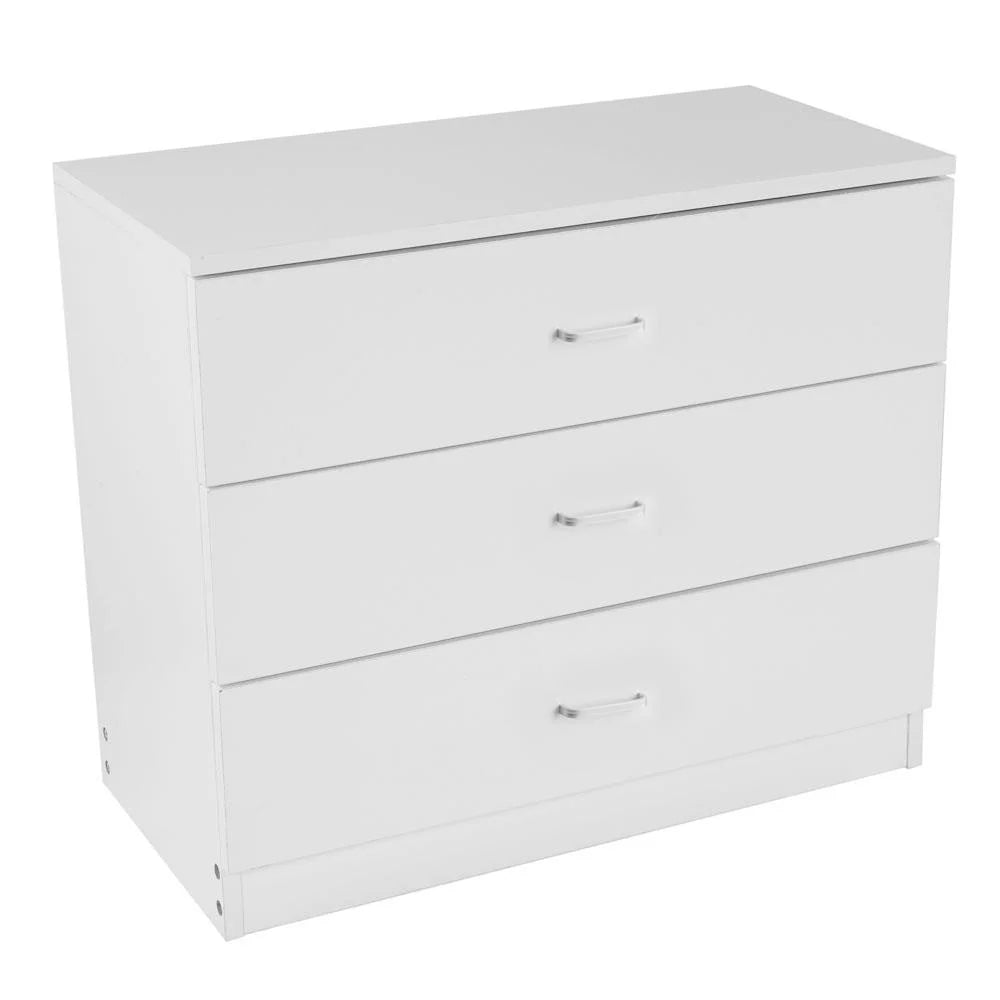 White 3 Drawer MDF Wood Nightstand R811708