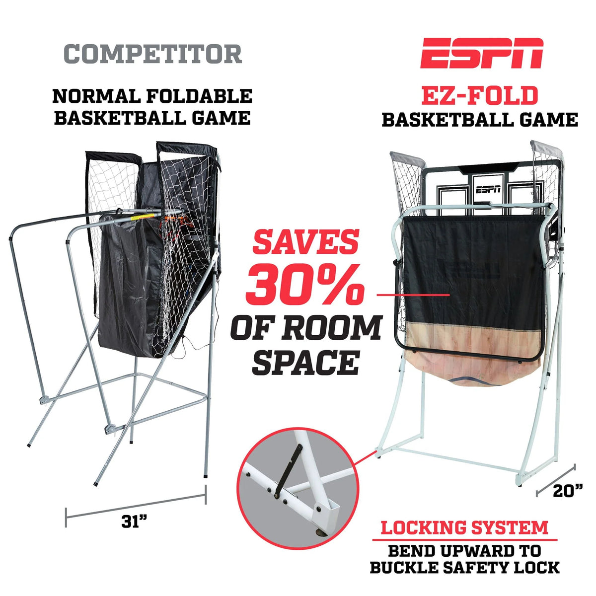 2 Player Fold and Assemble Basketball Game with Polycarbonate Backboard and LED Scoring L705