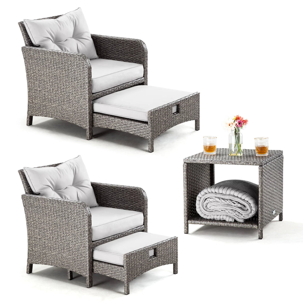 5 Pieces Wicker Patio Furniture Set with Ottomans K73041