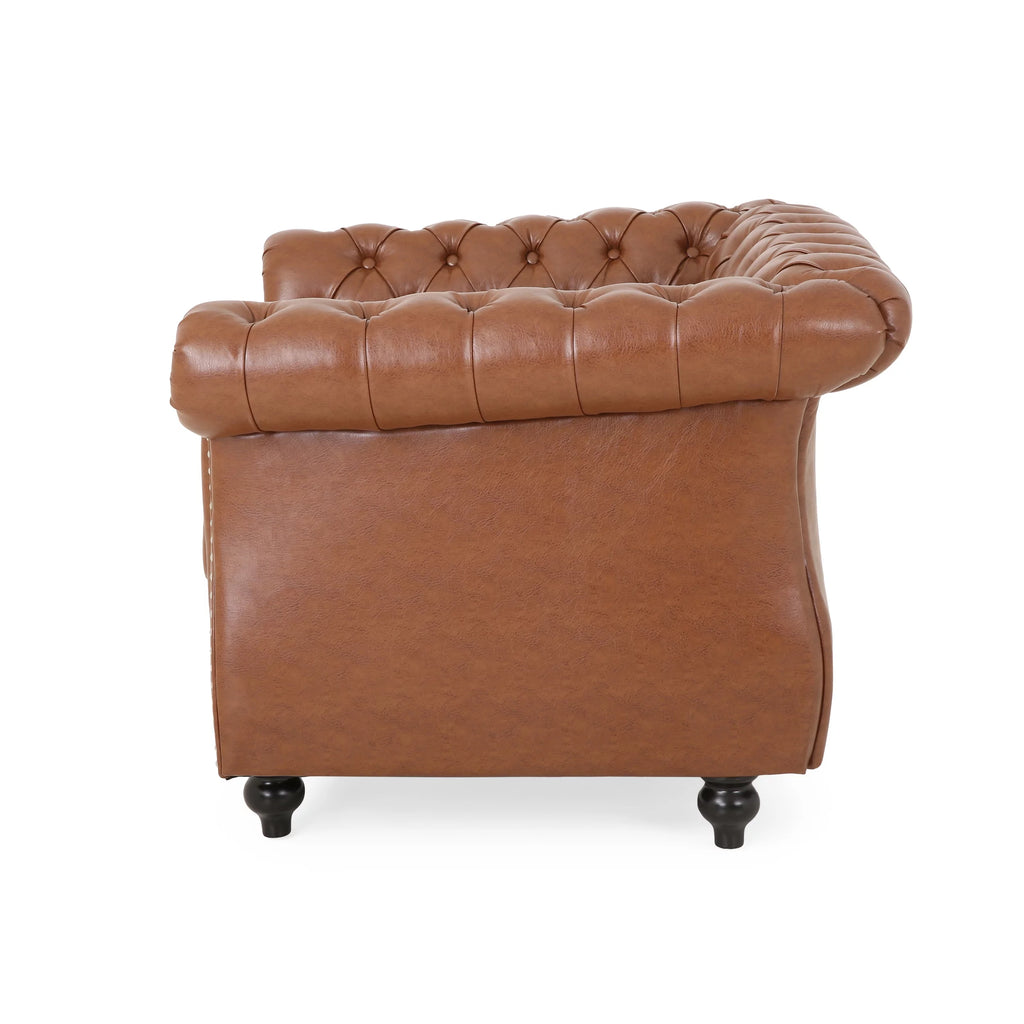 Cognac Brown and Dark Brown Chesterfield Club Chair F266
