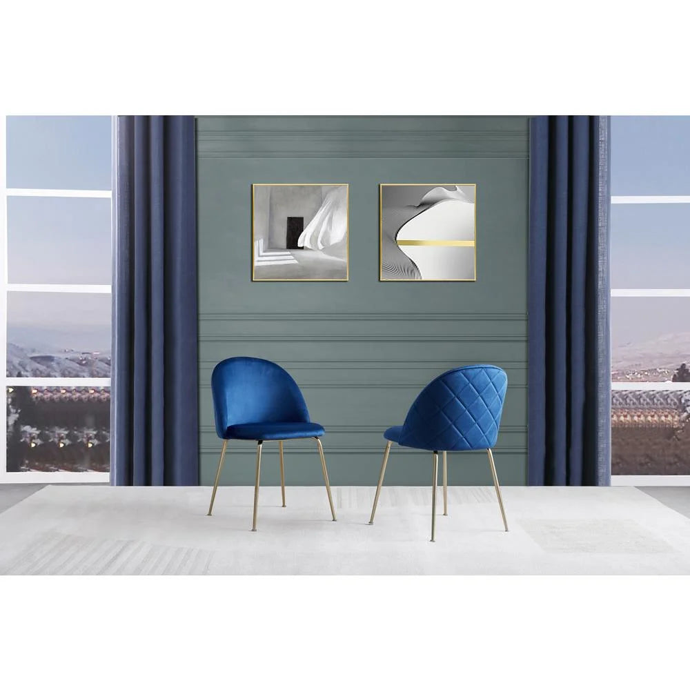 Blue Velvet Metal Dining Chairs Set of 2 C3005
