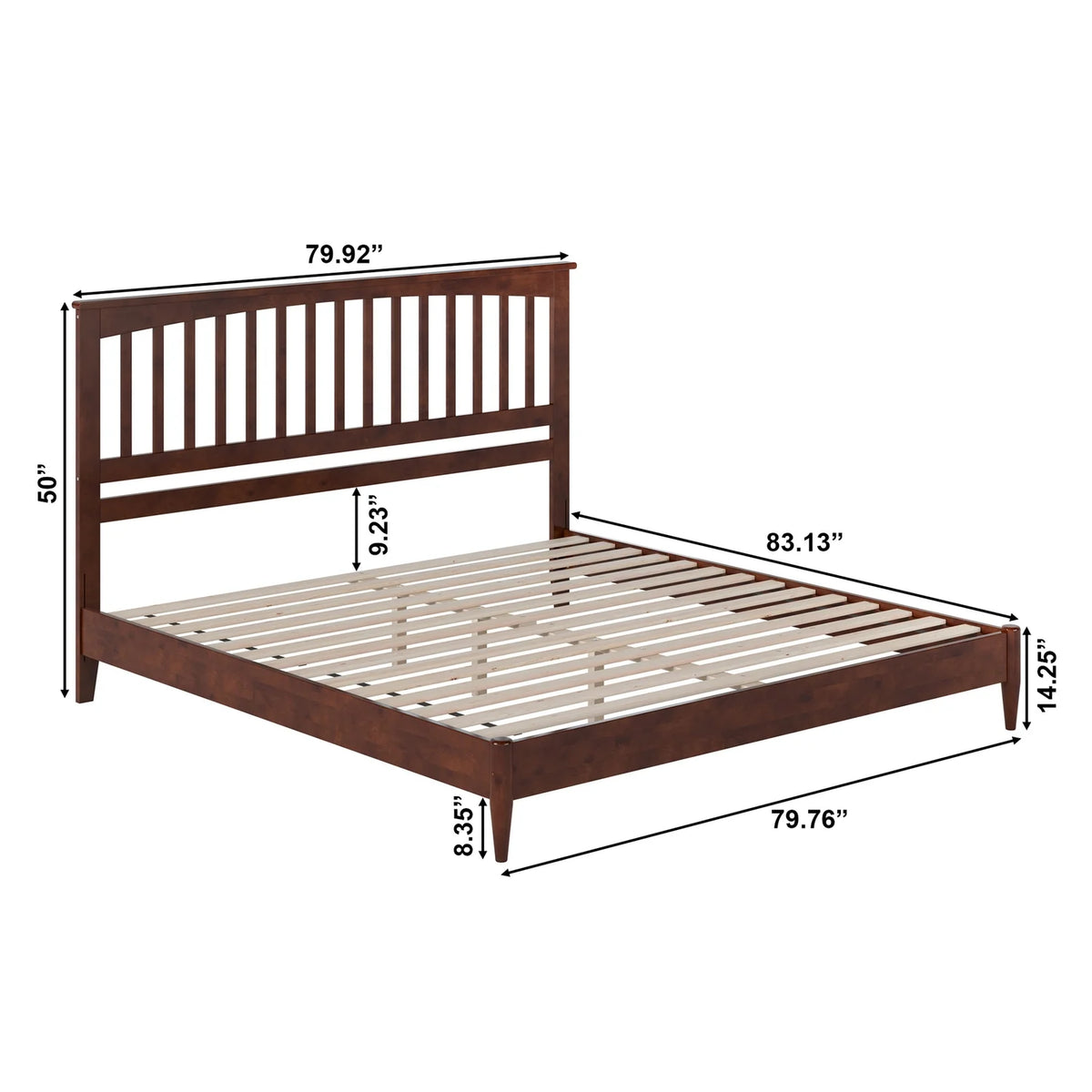 King Solid Wood Low Profile Platform Bed K312