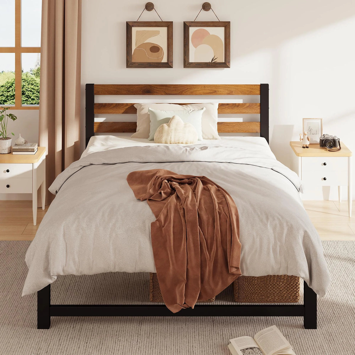 Queen Platform Bed Frame with Headboard E55332