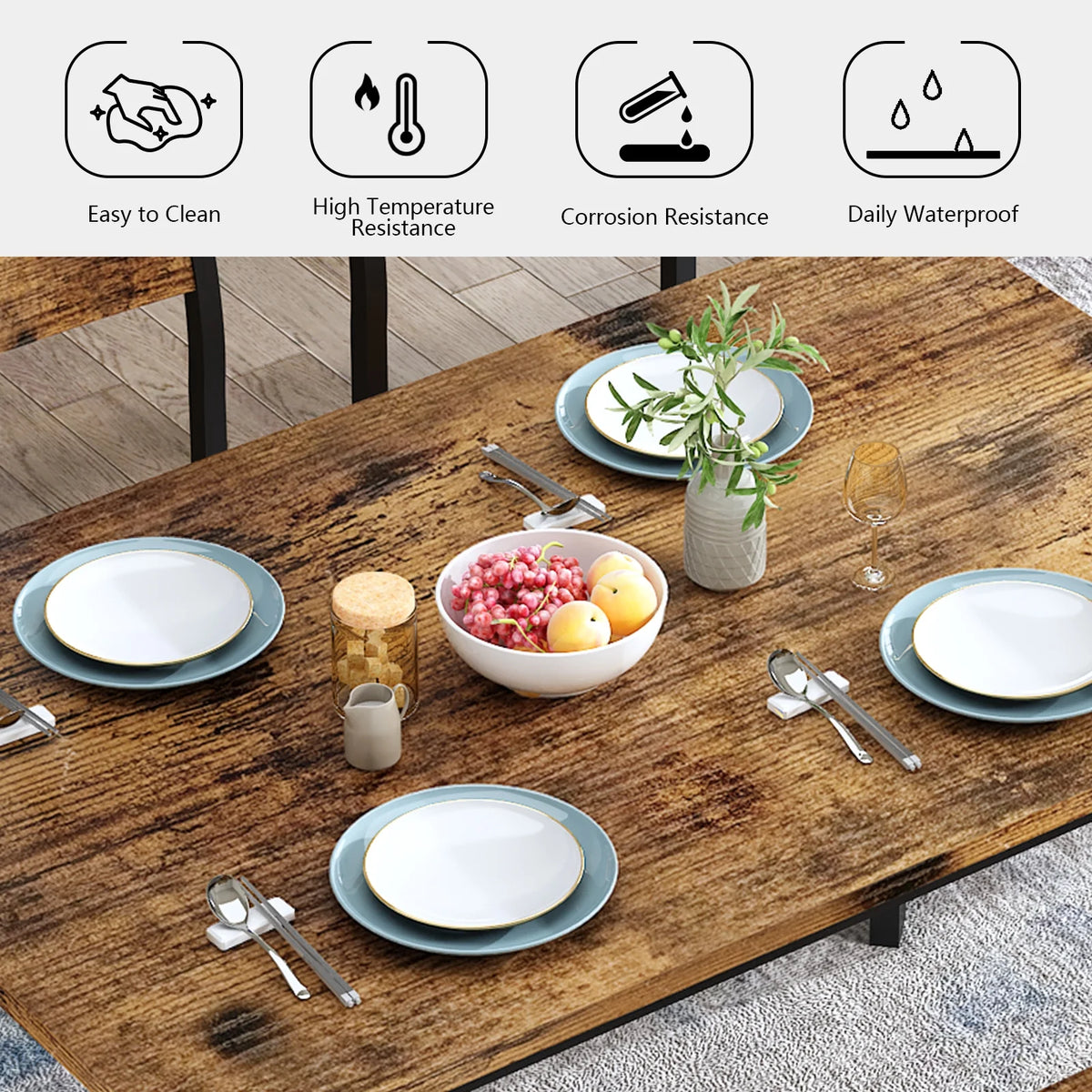 Dining Table Set for 4 with 4 Chairs Y6037