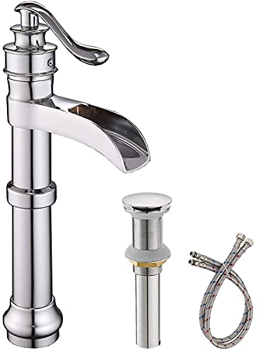 Black Waterfall Bathroom Sink Faucet with Pop Up Drain K463180