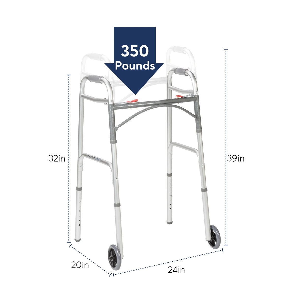 Two Button Folding Walker with 5 Wheels C987809