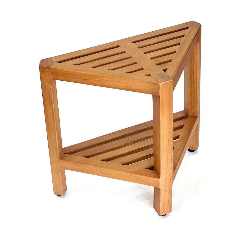 Solid Teak Corner Shower Stool Side Table L3585