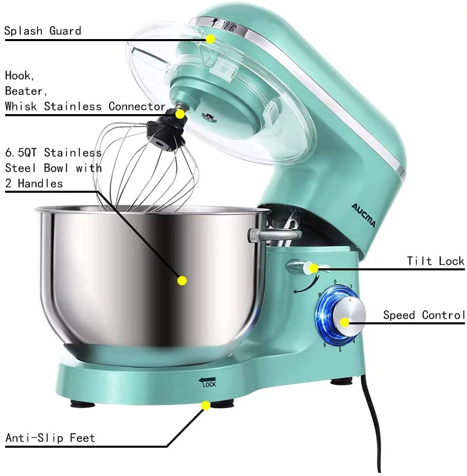 6.5-QT 660W 6-Speed Tilt-Head Electric Stand Mixer, Blue K61477