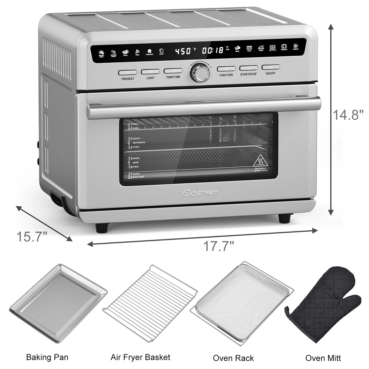 26.4 QT 10-in-1 Air Fryer Toaster Oven 1800W U35704