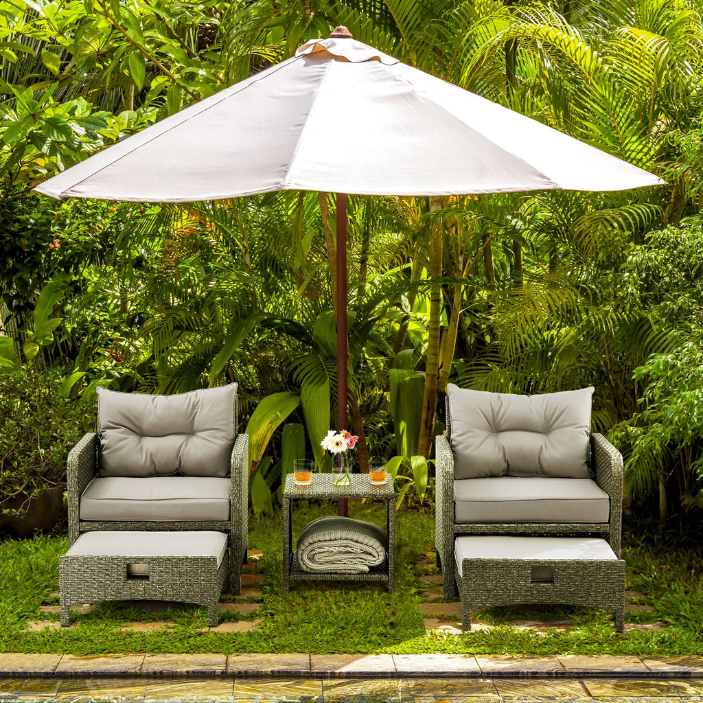 5 Pieces Wicker Patio Furniture Set with Ottomans K73041
