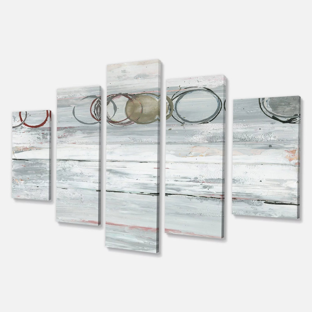 Whitewashed Syrah Modern Geometric Canvas Artwork Print 48 in. wide x 28 in. high - 4 Panels J392