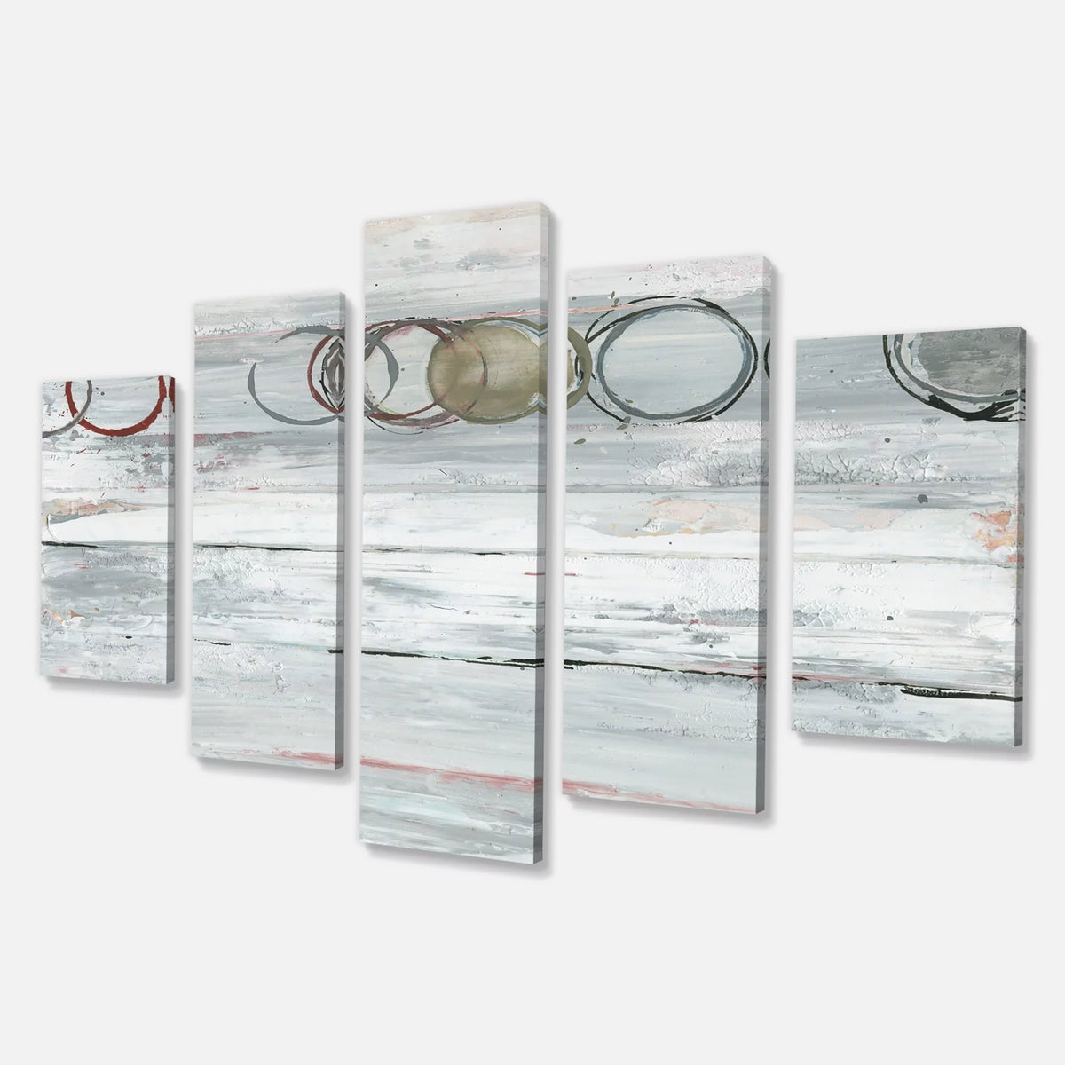 Whitewashed Syrah Modern Geometric Canvas Artwork Print 48 in. wide x 28 in. high - 4 Panels J392
