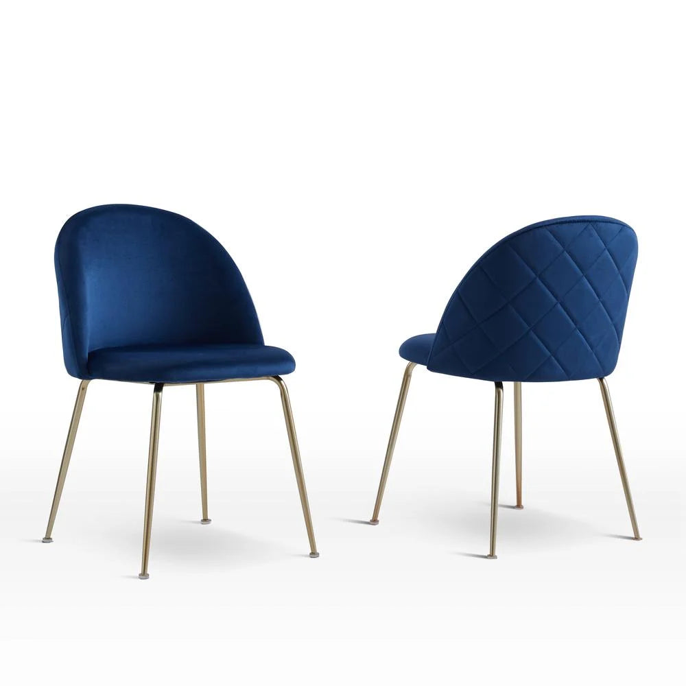 Blue Velvet Metal Dining Chairs Set of 2 C3005