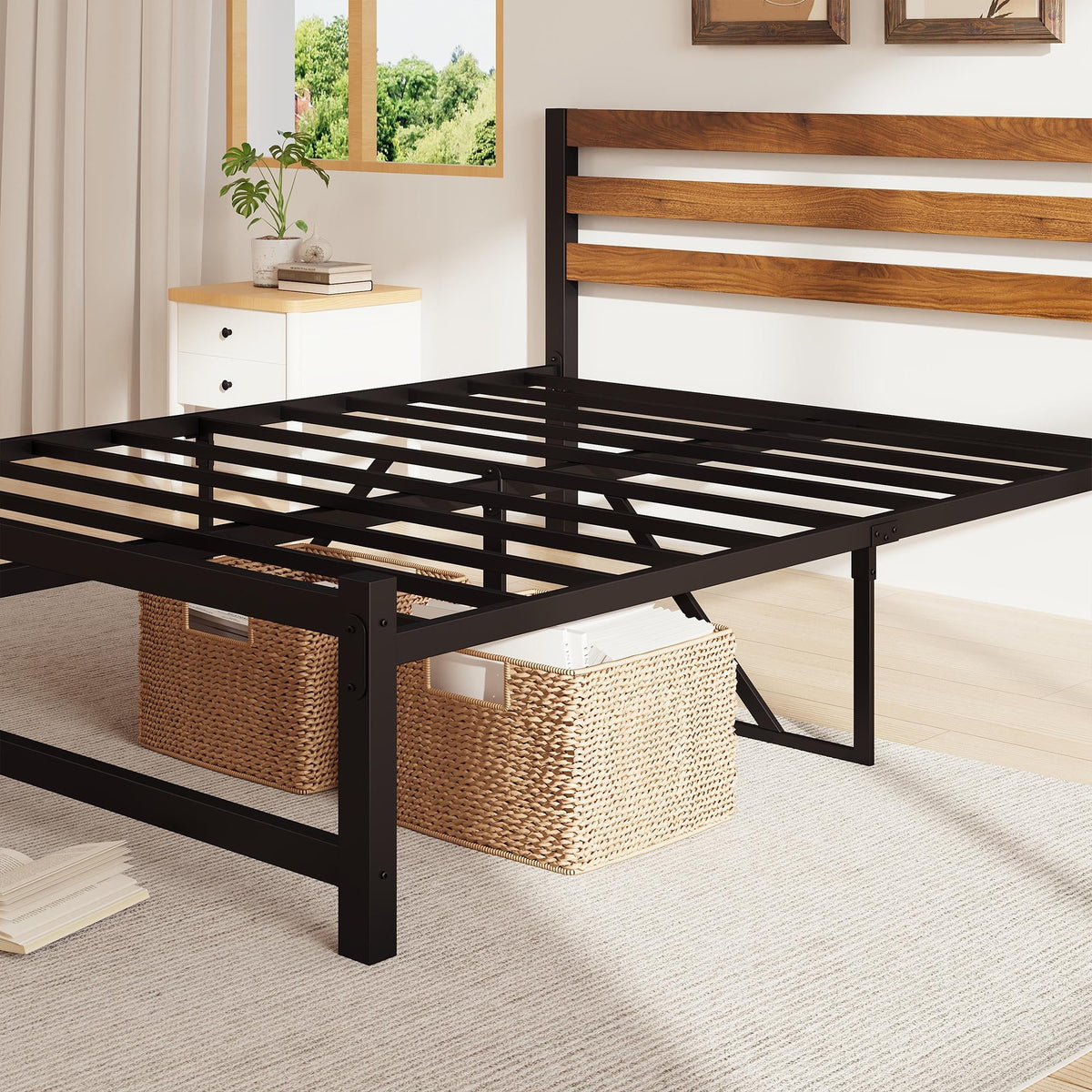 Queen Platform Bed Frame with Headboard E55332