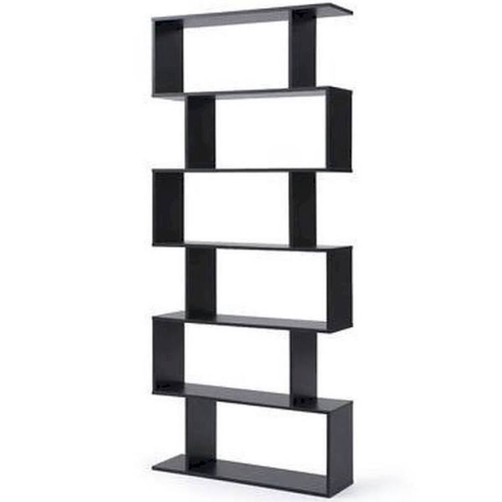 Black 6 Shelf Geometric Bookcase D731262