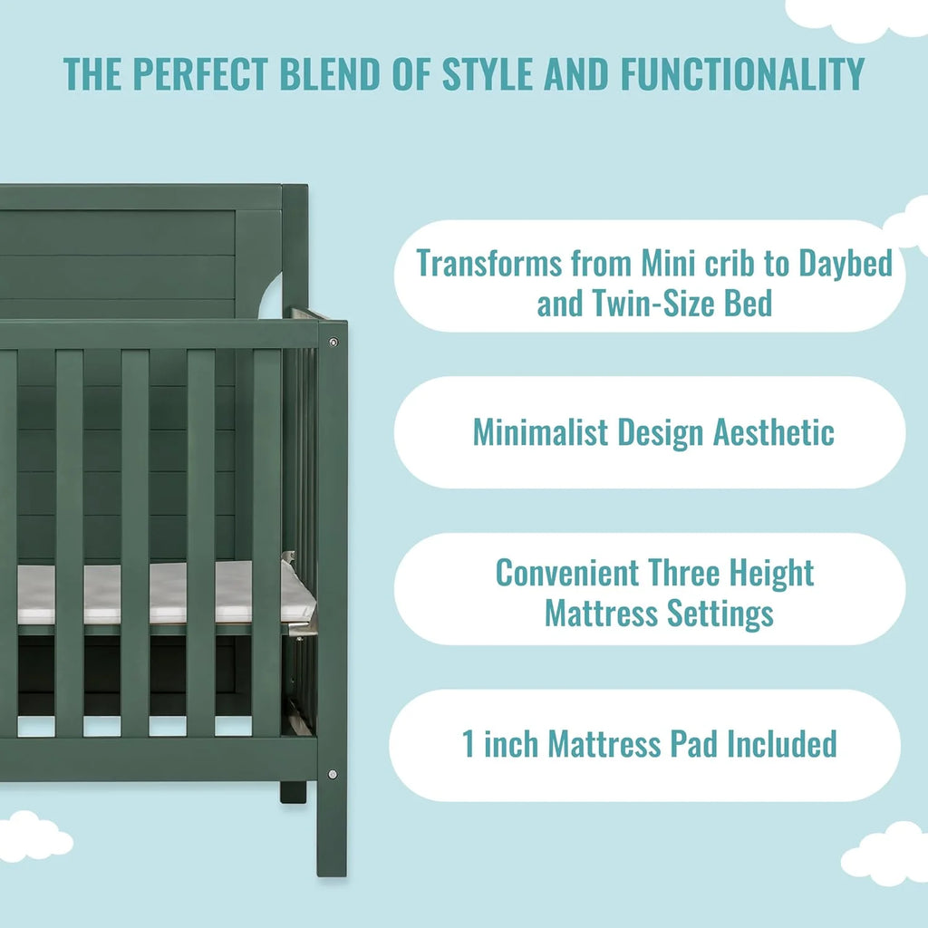 4 in 1 Convertible Mini Portable Crib with 3 Mattress Height Settings Z5620