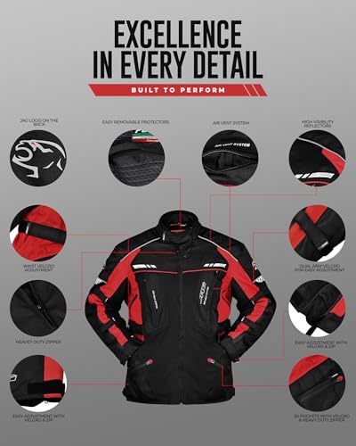 Water Resistant Motorcycle Jacket with Cordura Fabric & CE Armor U956