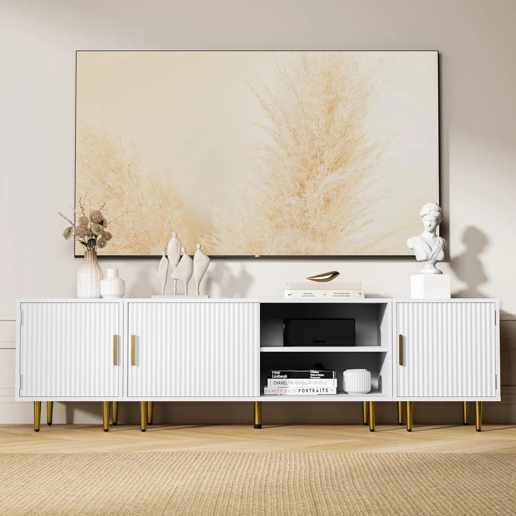 White TV Stand with Storage Cabinet E58449