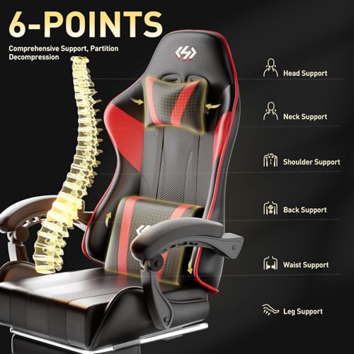 Ergonomic Gaming Chair with Footrest and Headrest G27487