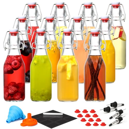 8 Pack 8.5oz Flip Top Glass Bottles J927