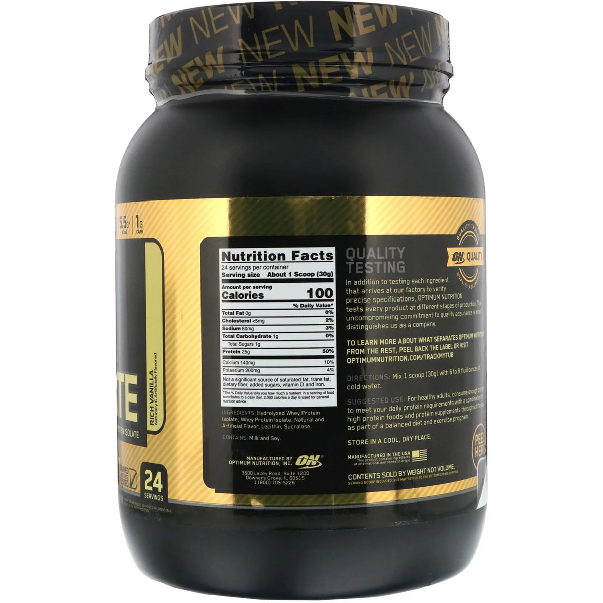 Isolate Protein Powder Drink Mix Rich Vanilla 1.58 lbs Pack of 2 F1775
