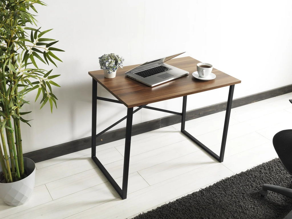 Black Metal Frame 35" Wooden Top Writing and Computer Desk B31823