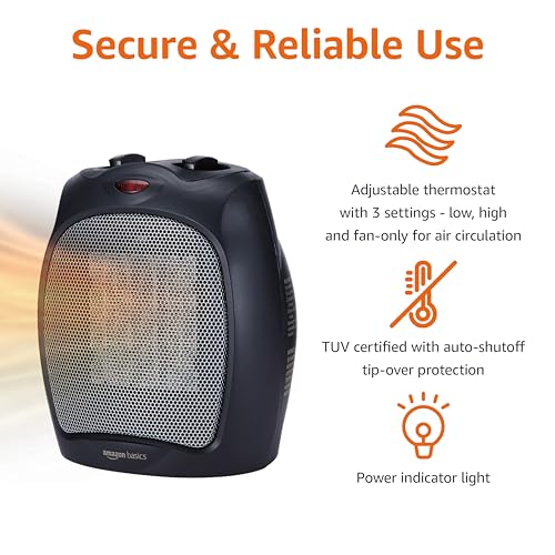 Ceramic Space Heater Portable 1500W Black I859