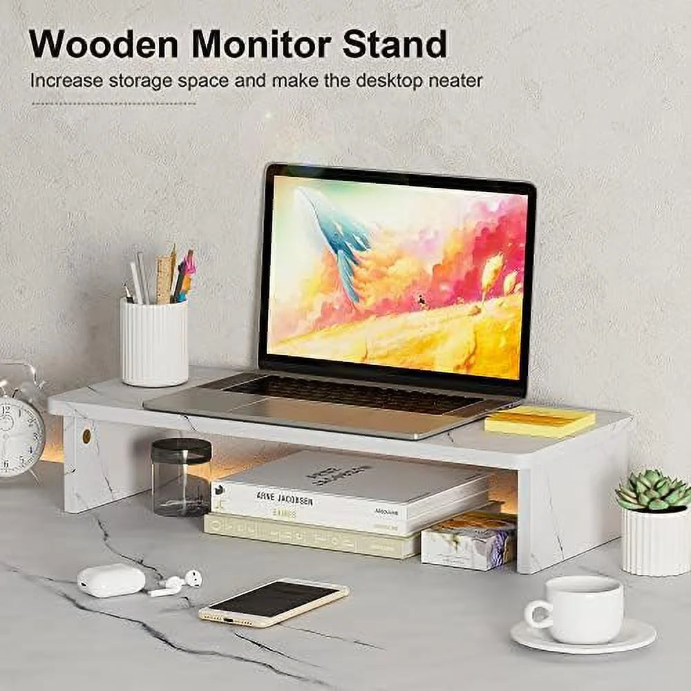 59" L Shaped Corner Computer Desk with Monitor Stand Y384432