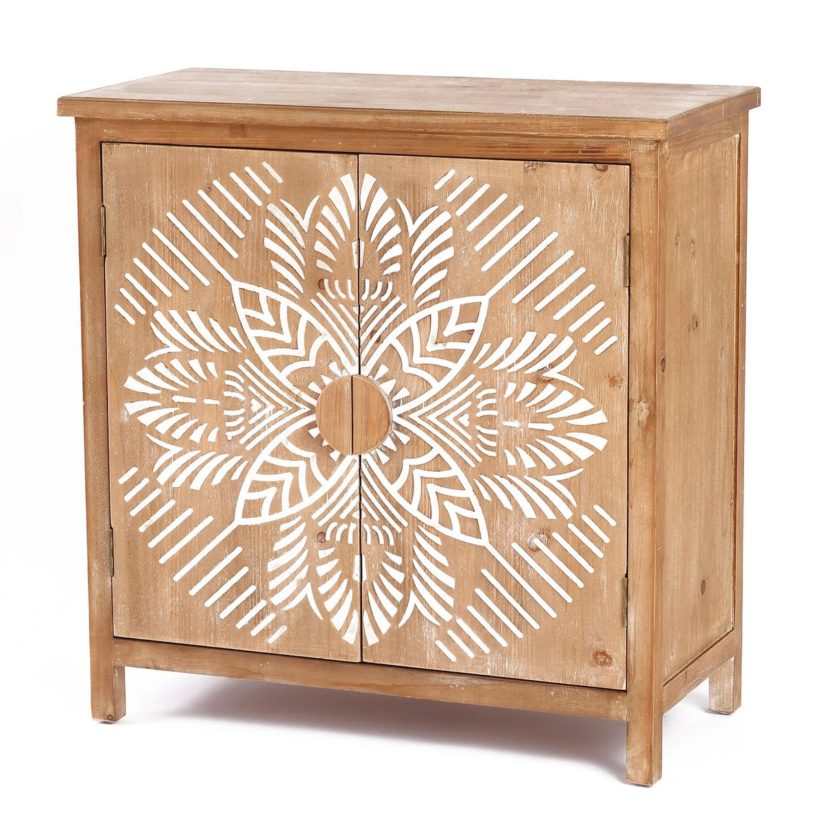 Natural Wood 2-Door Storage Cabinet Y78471