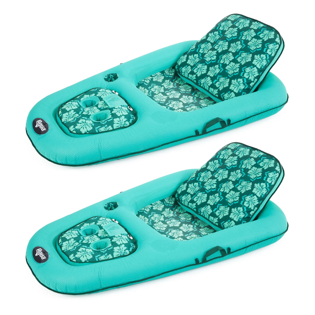 2 in 1 Inflatable Pool Water Lounger, Floral (2 Pack) P184