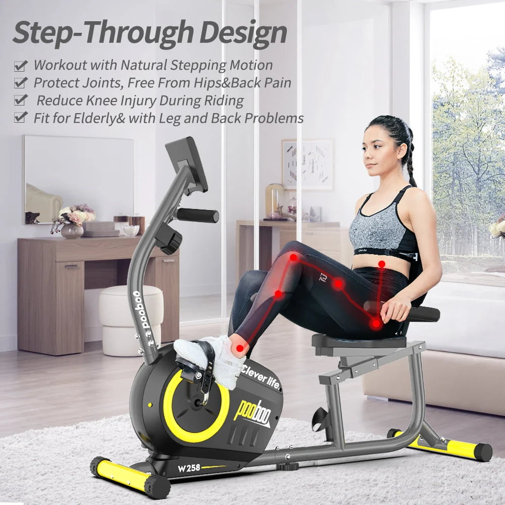 Recumbent Stationary Exercise Bike Adjustable Magnetic Resistance Z6699