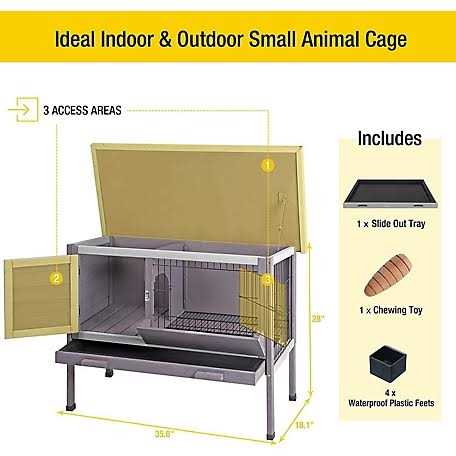 Outdoor Rabbit Hutch with Metal Wire Pan U32995