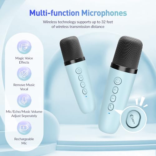 Portable Bluetooth Karaoke Speaker with 2 Wireless Microphones and Party Lights S90280