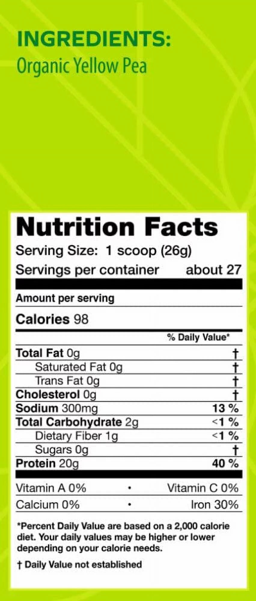 Unflavored Organic Plant Based Pea Protein Powder Z792391