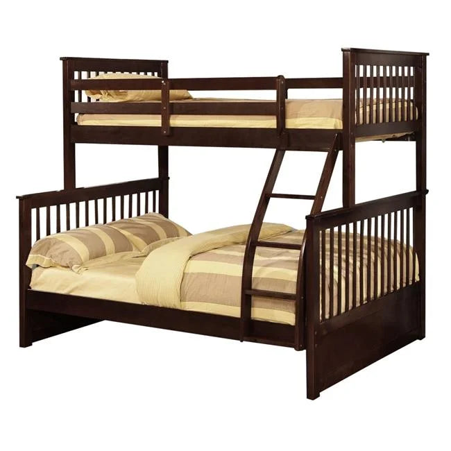 Twin Over Full Wooden Bunk Bed with Slatted Headboard A89814