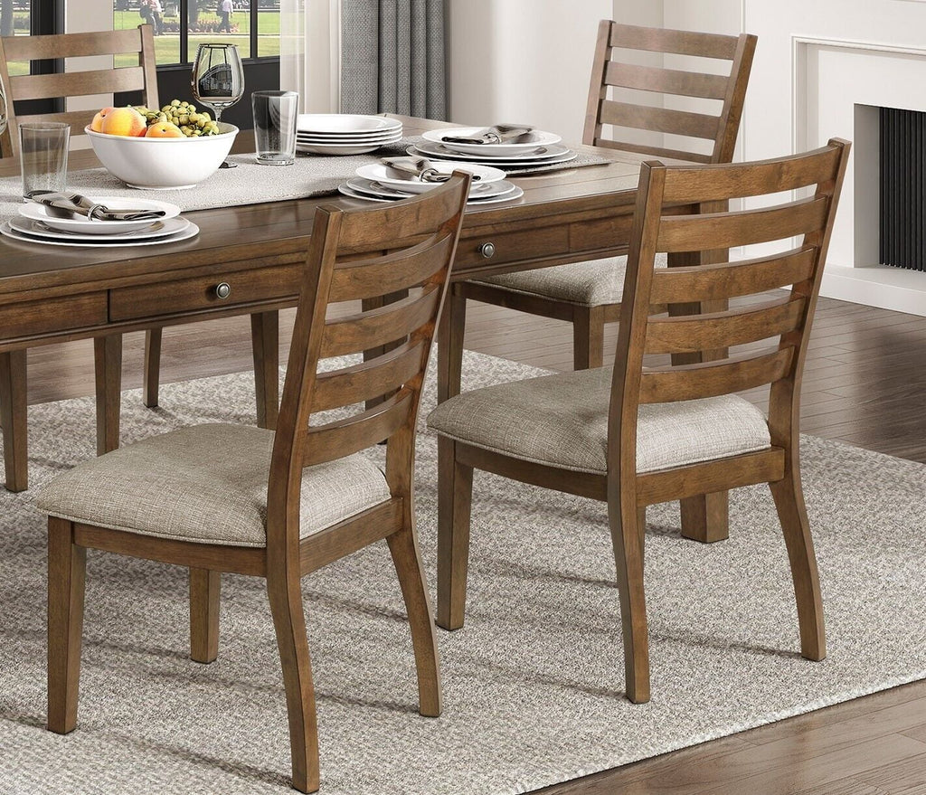 5pc Wooden Dining Table Set with Fabric Upholstered Chairs H570
